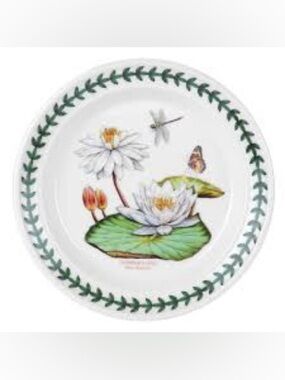 Botanic Garden Exotic Botanic Garden 10.5” Plate with White Water Lily Motif 2pc